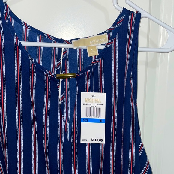 NWT MICHAEL Michael Kors Nautical Stripe Cold Shoulder Blouse Bell Sleeves XL - Picture 5 of 7
